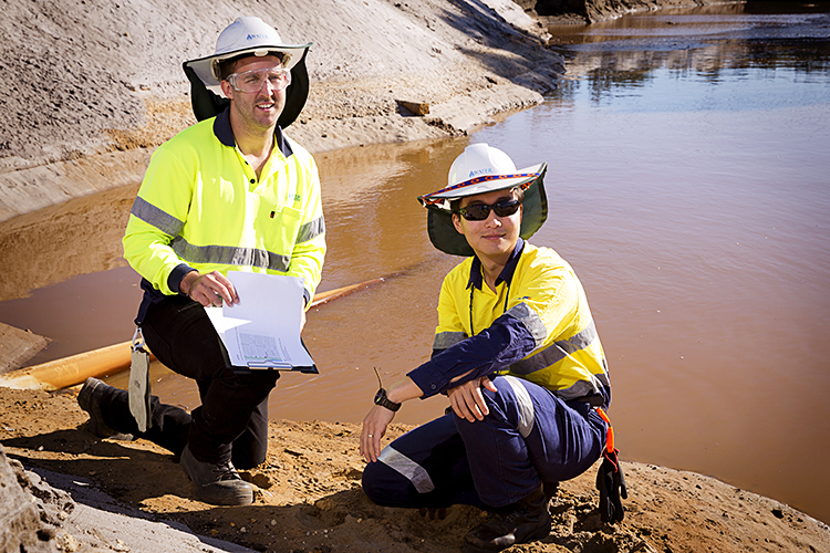 Images of employees working in the field