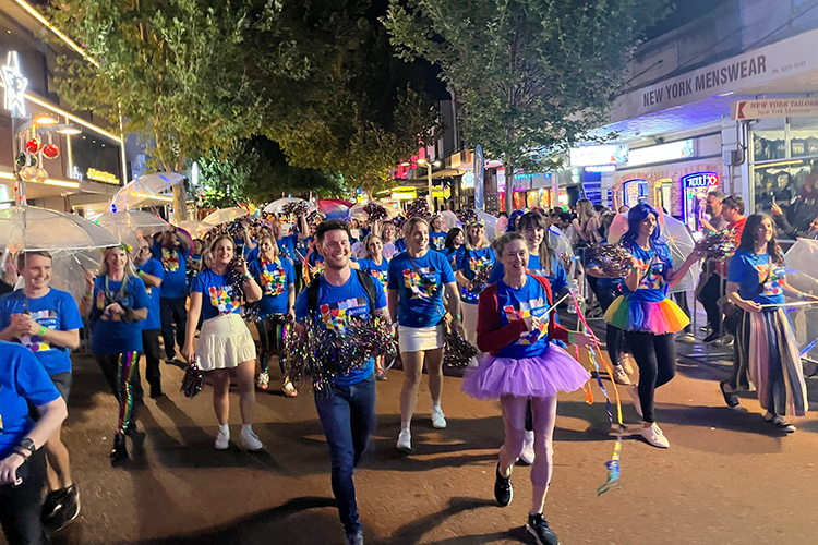 Image of Water Corporation employees at Pride Parade through the streets of Northbridge.