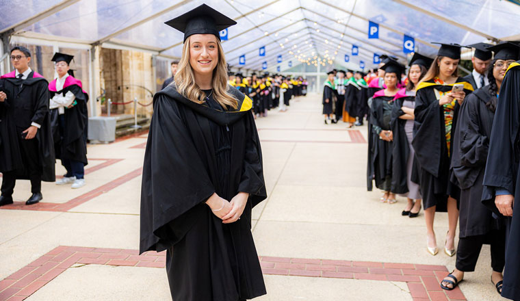 Sarah on her graduation day to receive her Graduate Certificate for Social Impact